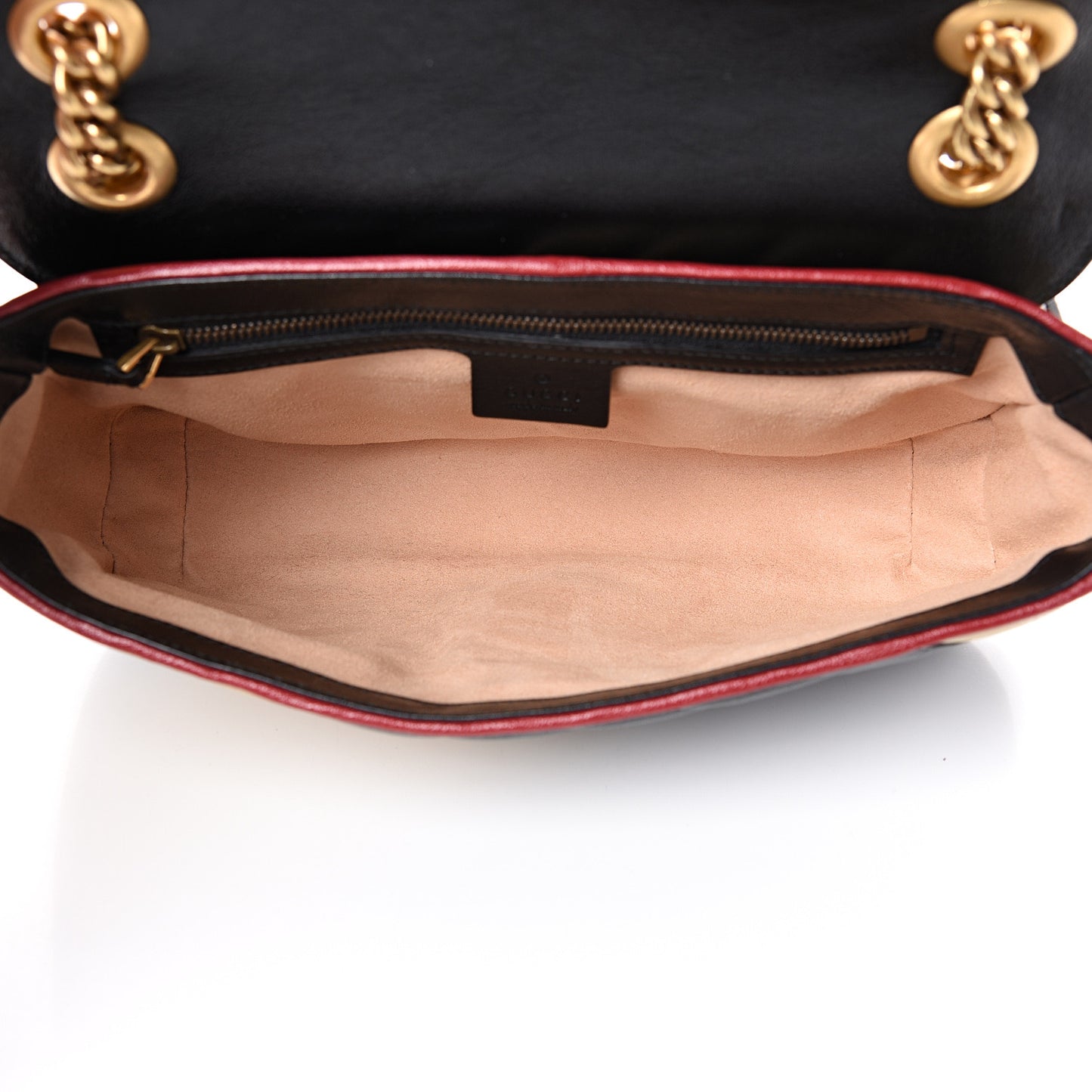 Vintage Effect Calfskin Matelasse Diagonal Striped Small Torchon GG Marmont Shoulder Bag Black Beige