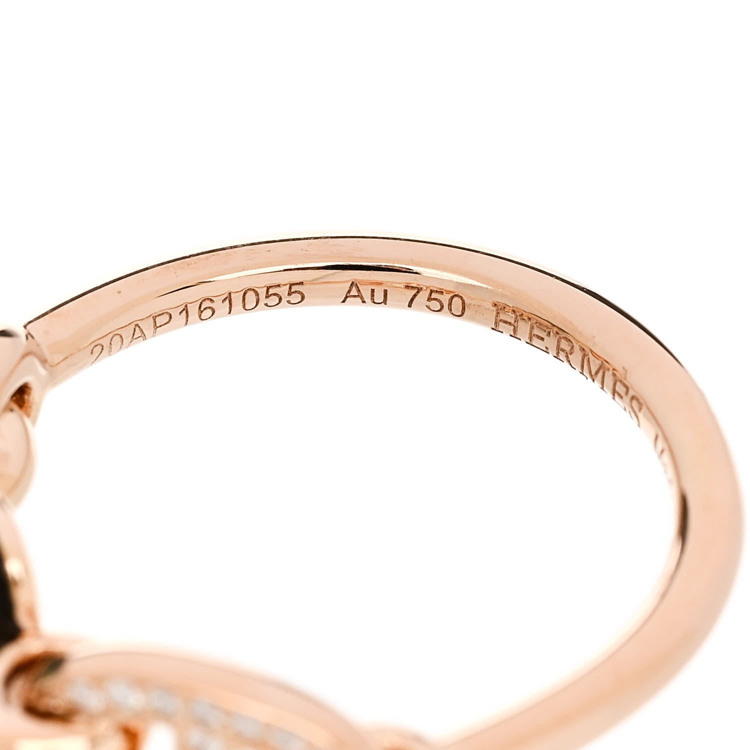 Hermes 18K Rose Gold Diamond Tahitian Pearl Albertine Ring 48 4.5 5 of 7