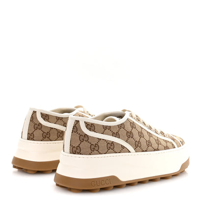 Gucci New Canvas GG Monogram Mens Tennis 1977 55mm Platform Sneakers 11 Beige Ebony Mystic White 5 of 9