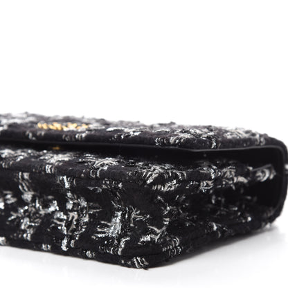 Chanel Tweed Quilted Chanel 19 Wallet On Chain WOC Black Silver Ecru 7 of 12