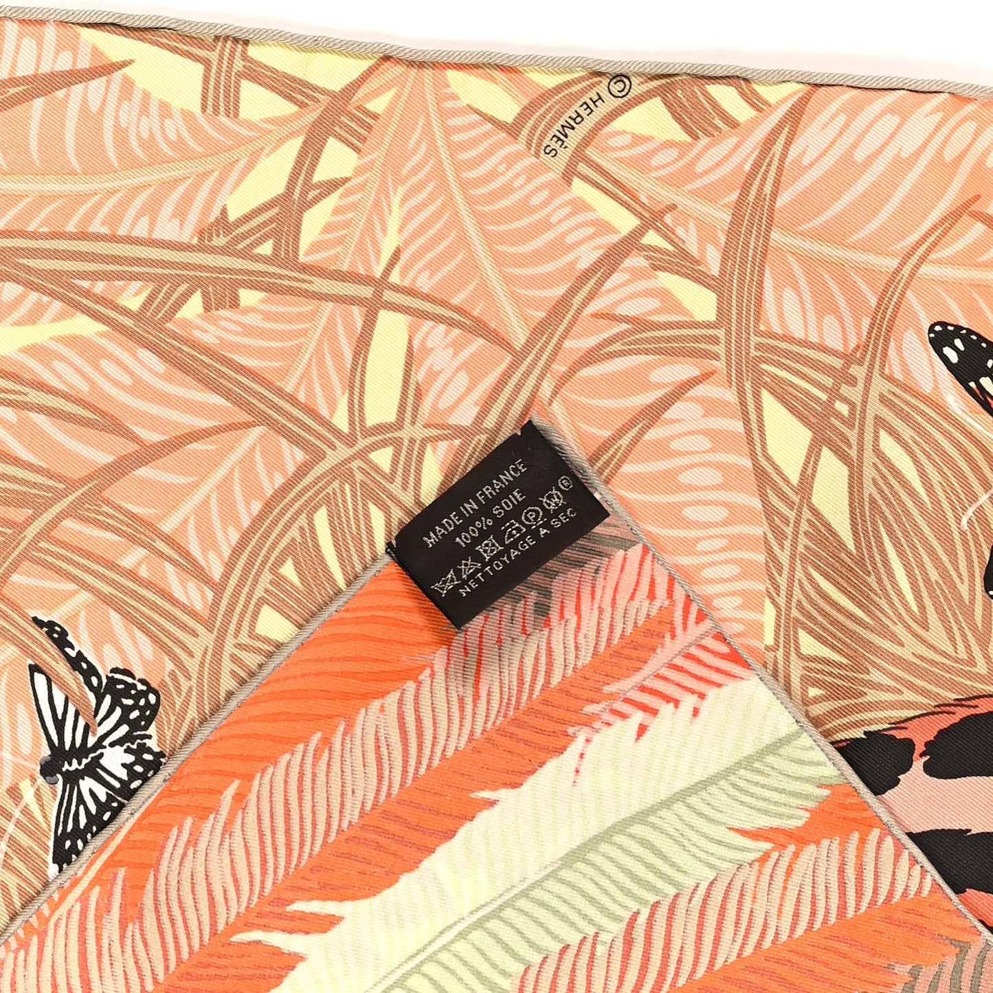 Silk Jaguar Quetzal Scarf 90 Orange Beige Vert