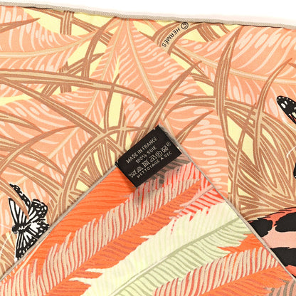 Hermes Silk Jaguar Quetzal Scarf 90 Orange Beige Vert 2 of 3