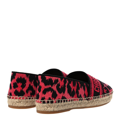 Christian Dior Cotton Embroidered Leopard Print Granville Espadrille 36 Framboise 4 of 9