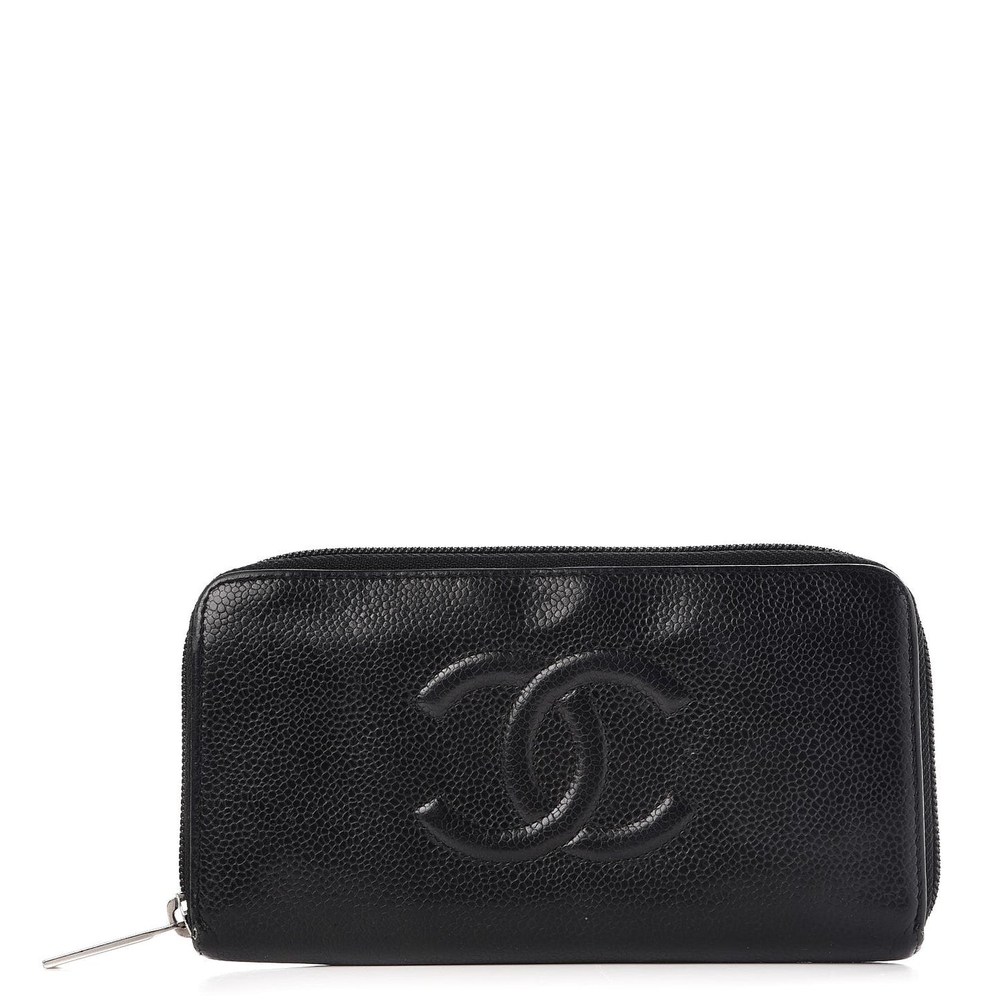 Caviar CC Timeless Large Zip Around Wallet Black