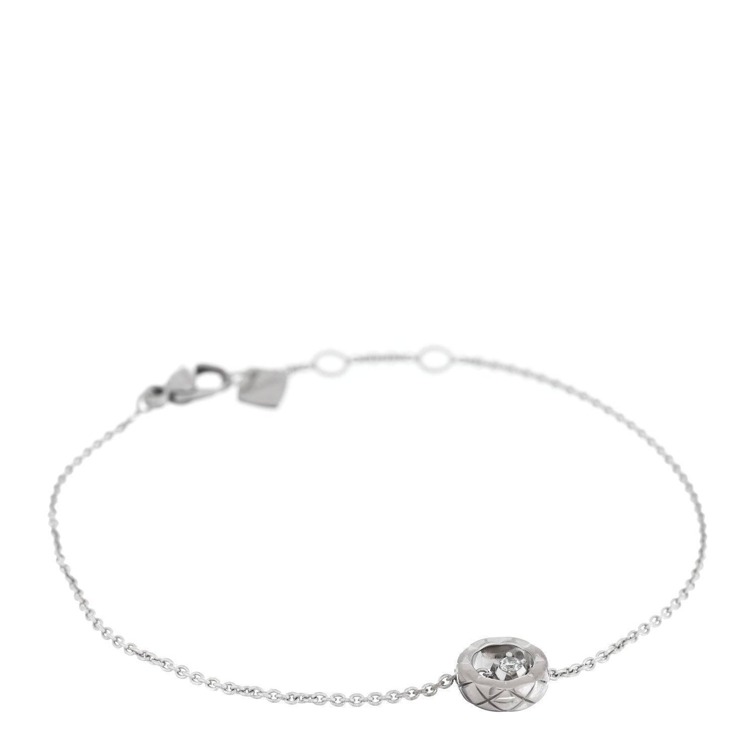 Chanel 18K White Gold Diamond Coco Crush Station Bracelet 1 of 4