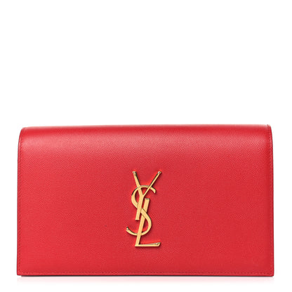 Saint Laurent Grain De Poudre Classic Monogram Kate Clutch New Red 1 of 9