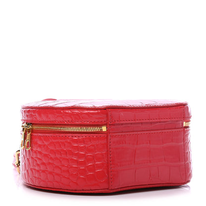 Balenciaga Calfskin Crocodile Embossed Vanity Round Bag XS Bright Red 3 of 5
