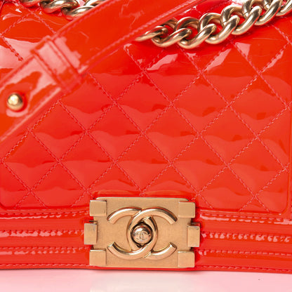 Chanel Patent Calfskin Quilted Small Boy Flap Orange 8 of 11
