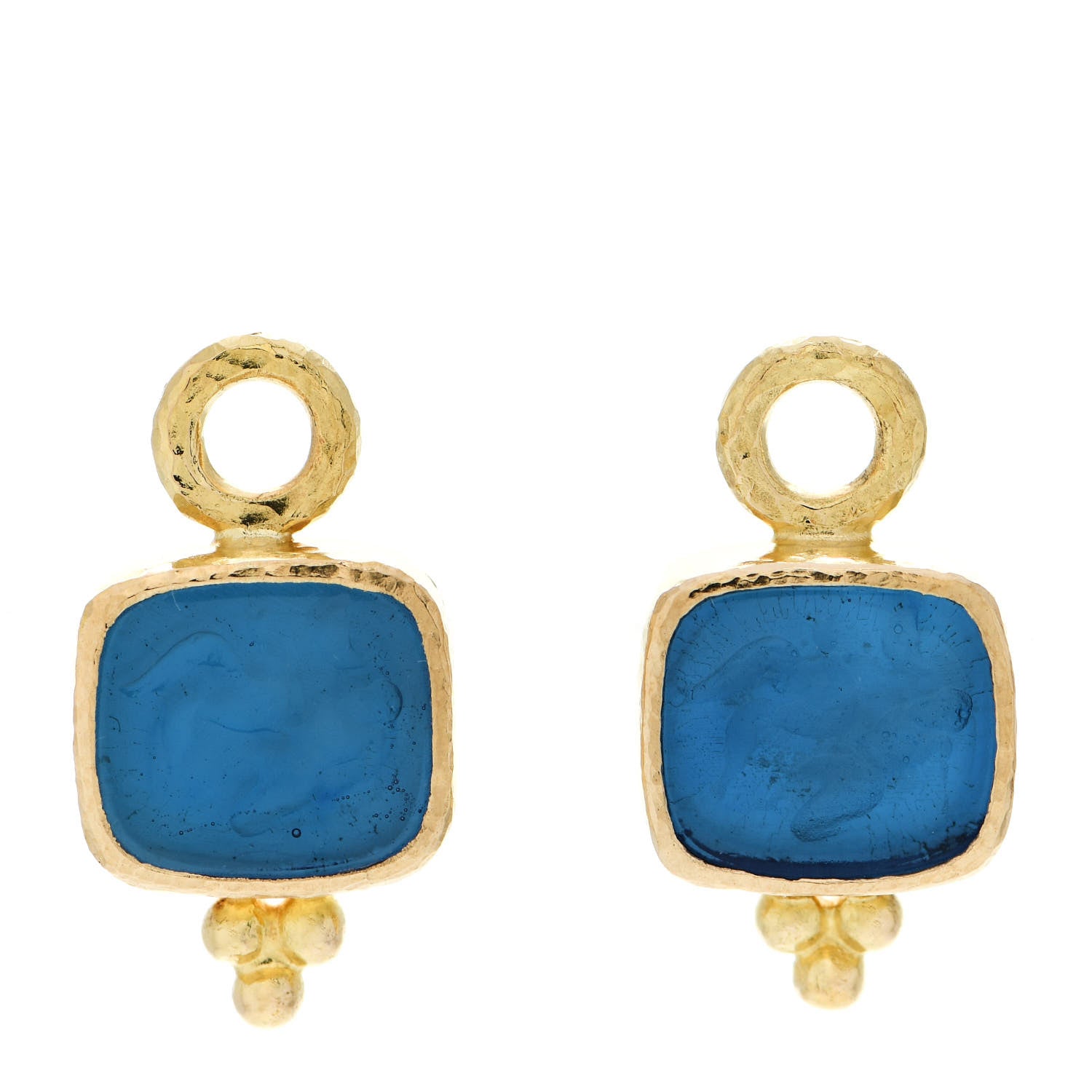 Elizabeth Locke 19K Yellow Gold Venetian Glass Peacock Pegasus Goddess Intaglio Earring Charms 1 of 5