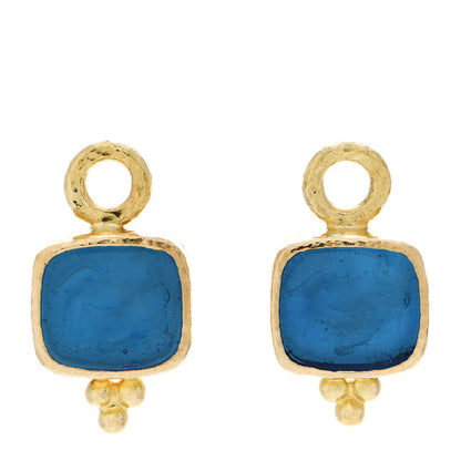 Elizabeth Locke 19K Yellow Gold Venetian Glass Peacock Pegasus Goddess Intaglio Earring Charms 1 of 5