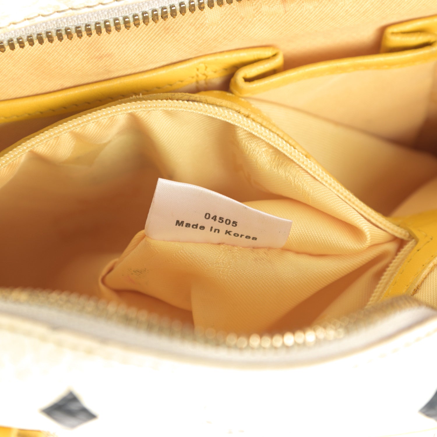 MCM Visetos Satchel White Yellow 7 of 20