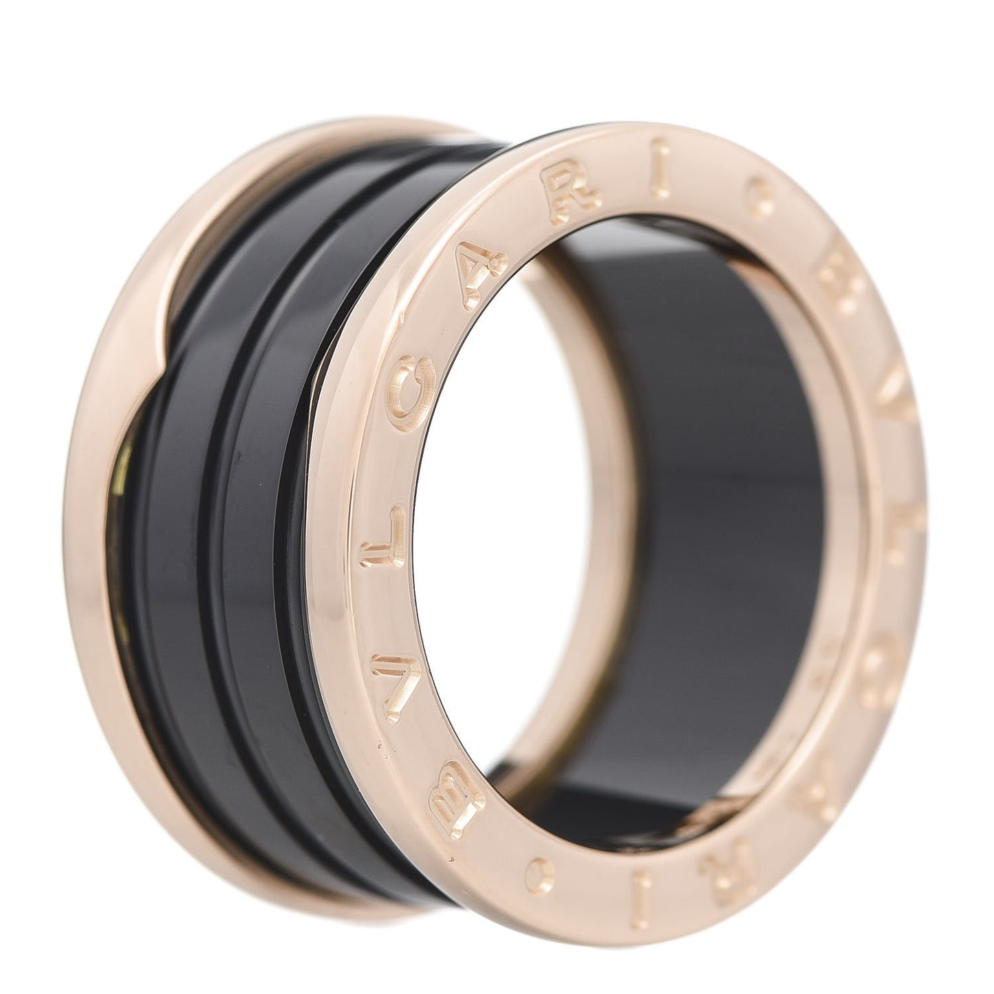 18K Rose Gold Black Ceramic B.Zero1 Four-Band Ring 55 7.25