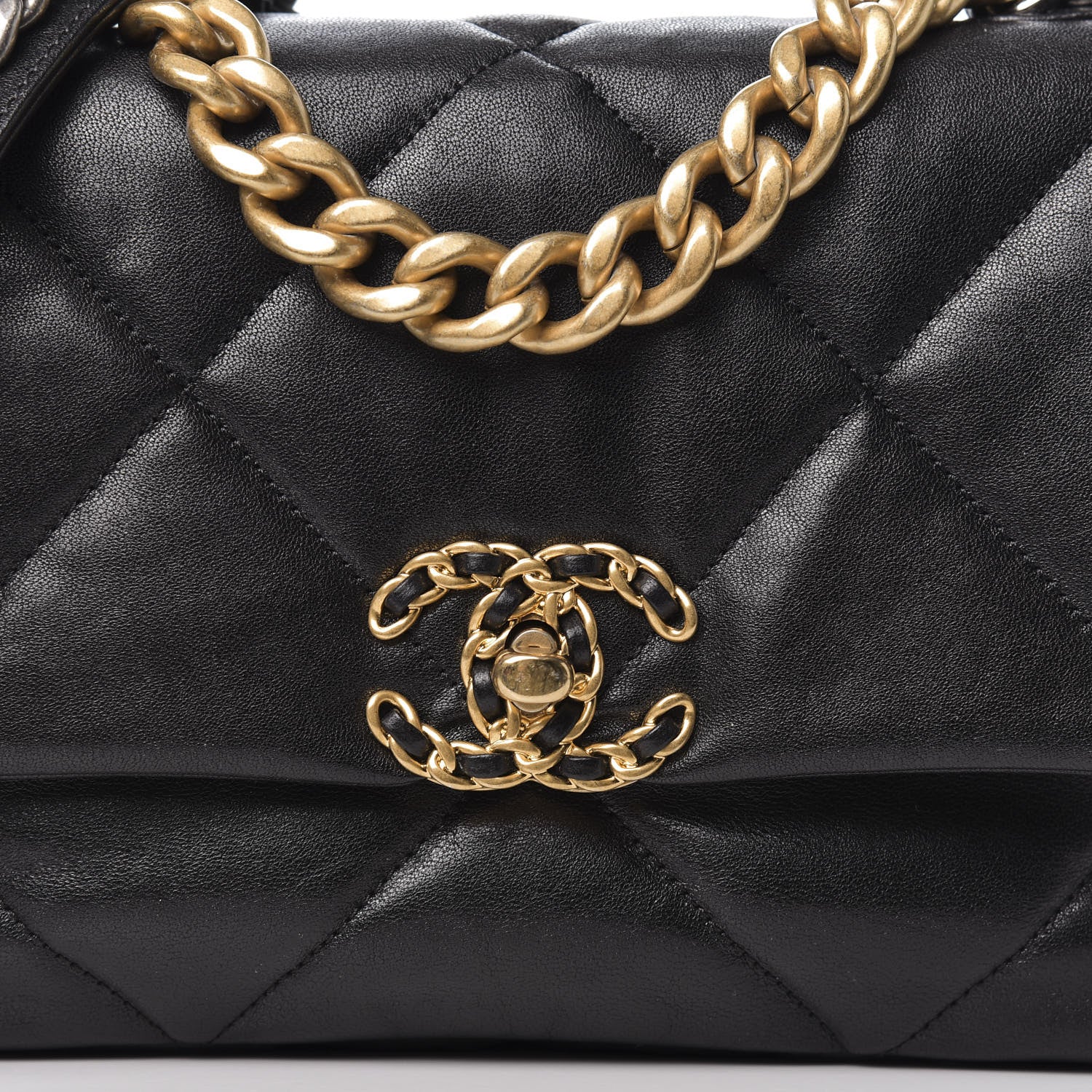 Chanel Goatskin Quilted Medium 19 Flap Black 10 of 11