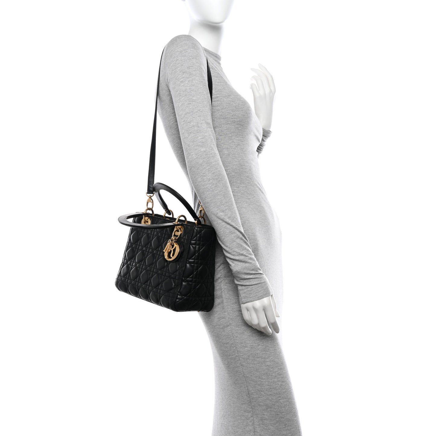 Lambskin Cannage Medium Lady Dior Black