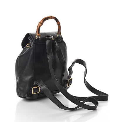 Gucci Calfskin Bamboo Backpack Black 3 of 9