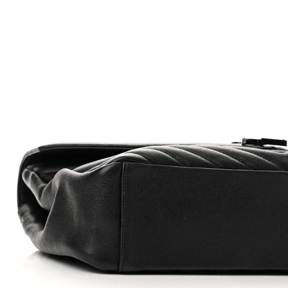Saint Laurent Sheepskin Matelasse Chevron Monogram Monochrome Large College Satchel Black 7 of 14