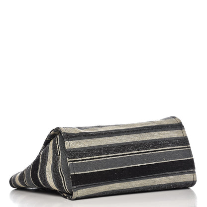 Chanel Striped Canvas Medium Deauville Tote Black 4 of 9