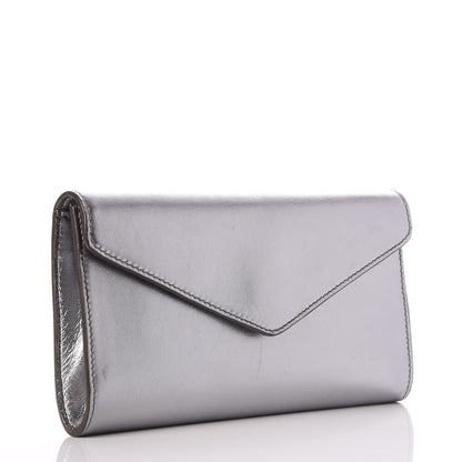 Saint Laurent Metallic Calfskin Y-Mail Clutch Silver 3 of 12