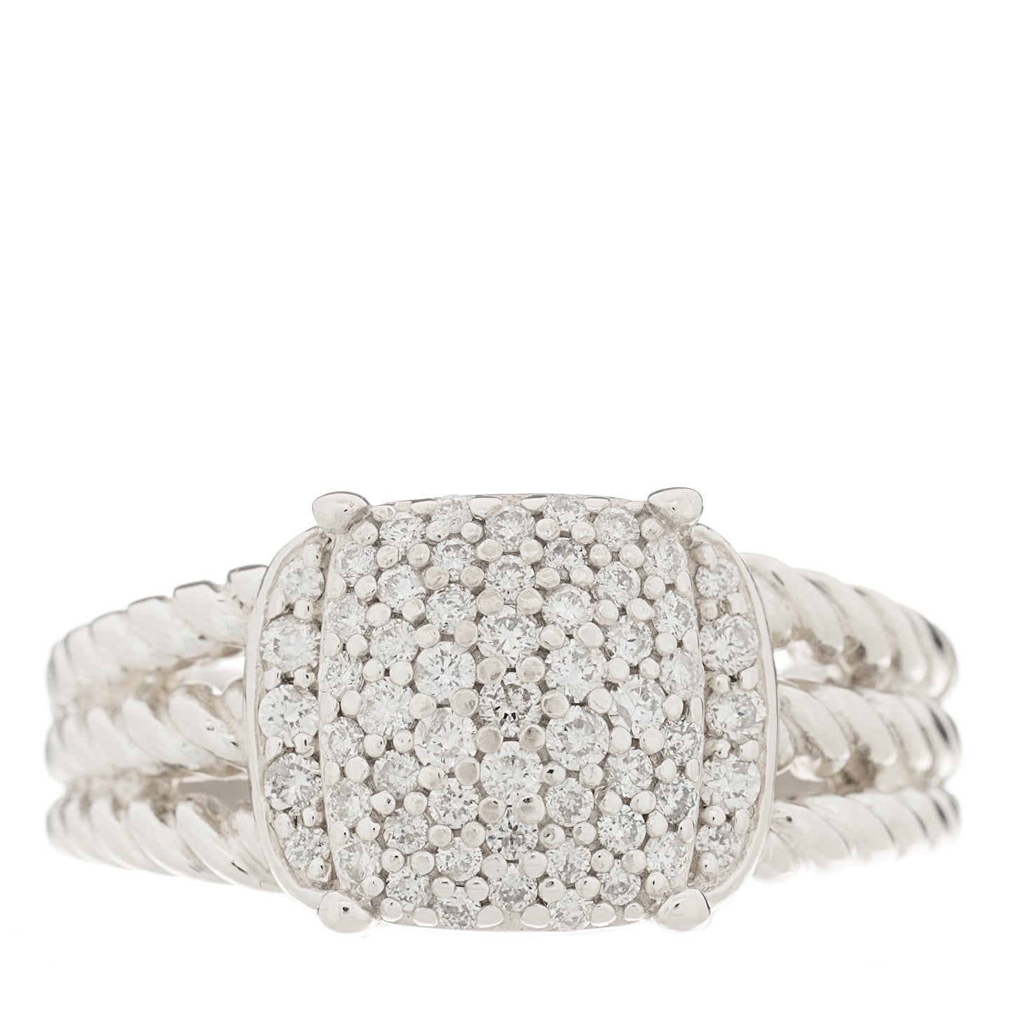 David Yurman Sterling Silver Diamond 10mm Petite Wheaton Ring 51 5.75 1 of 4
