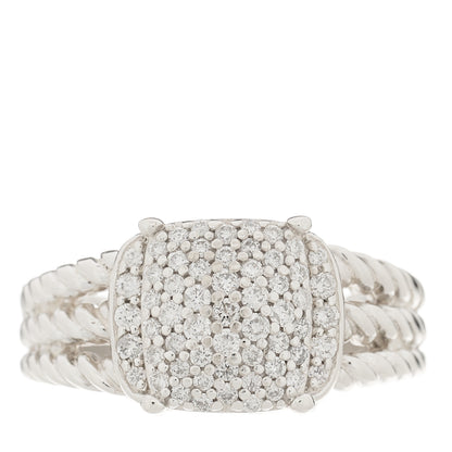 David Yurman Sterling Silver Diamond 10mm Petite Wheaton Ring 51 5.75 1 of 4