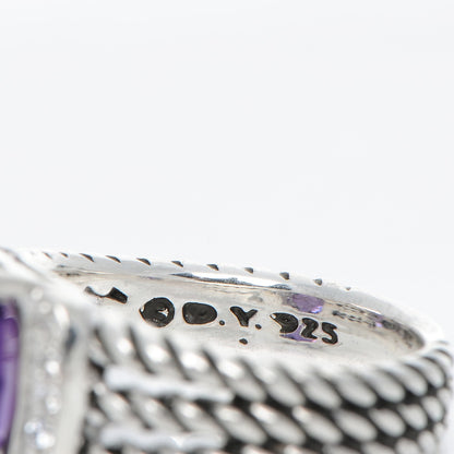 David Yurman Sterling Silver Diamond Amethyst 10mm Petite Wheaton Ring 51 5.75 5 of 5