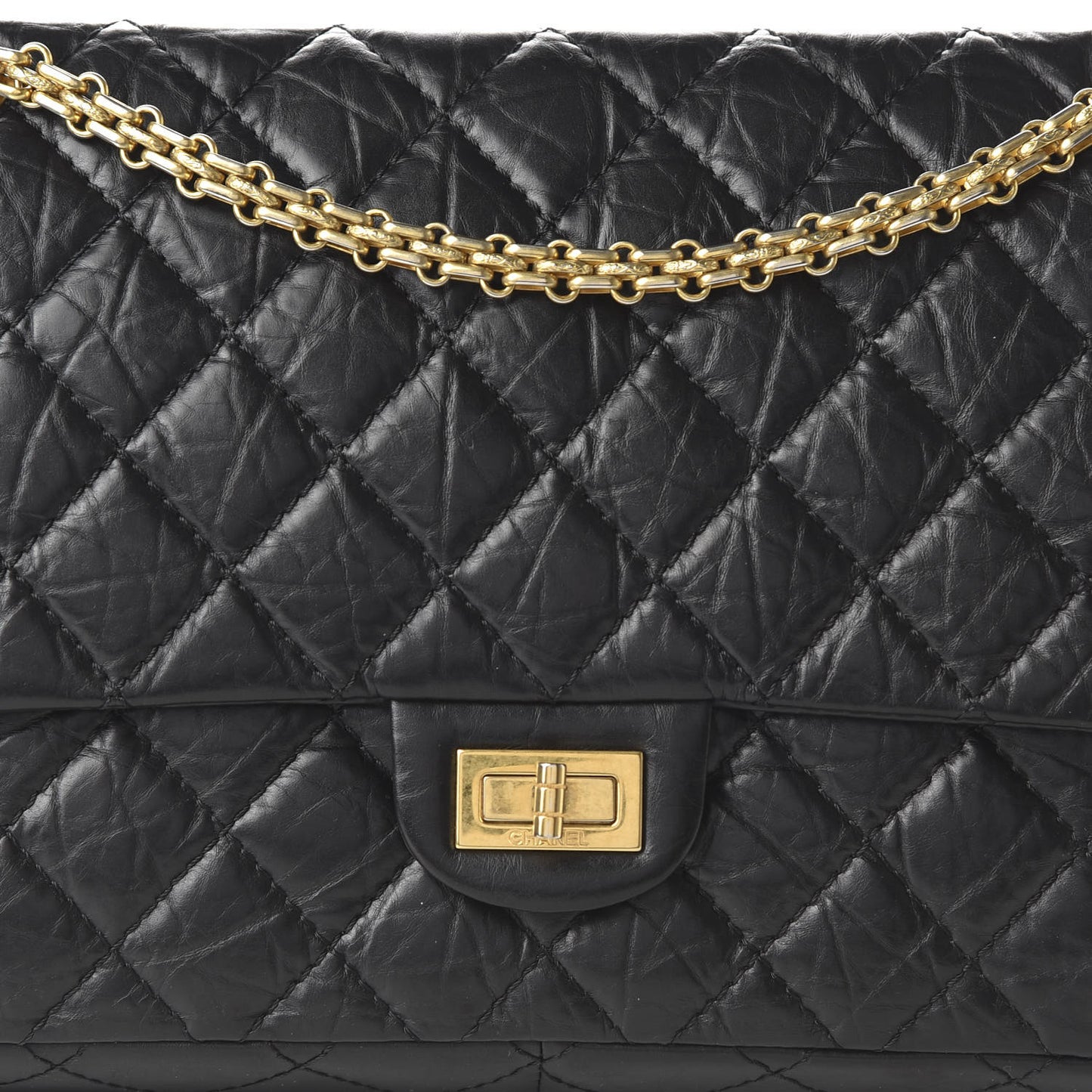 Aged Calfskin Quilted 2.55 Reissue 226 Flap Black