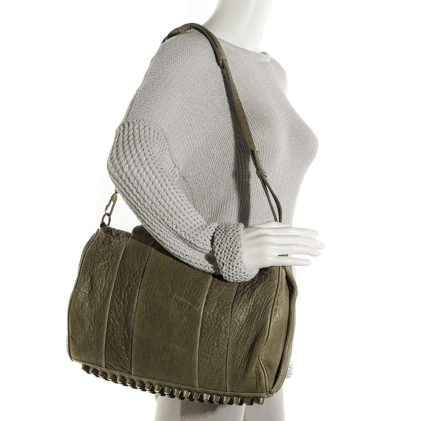 Pebbled Lambskin Rocco Sage Antique Brass Hardware