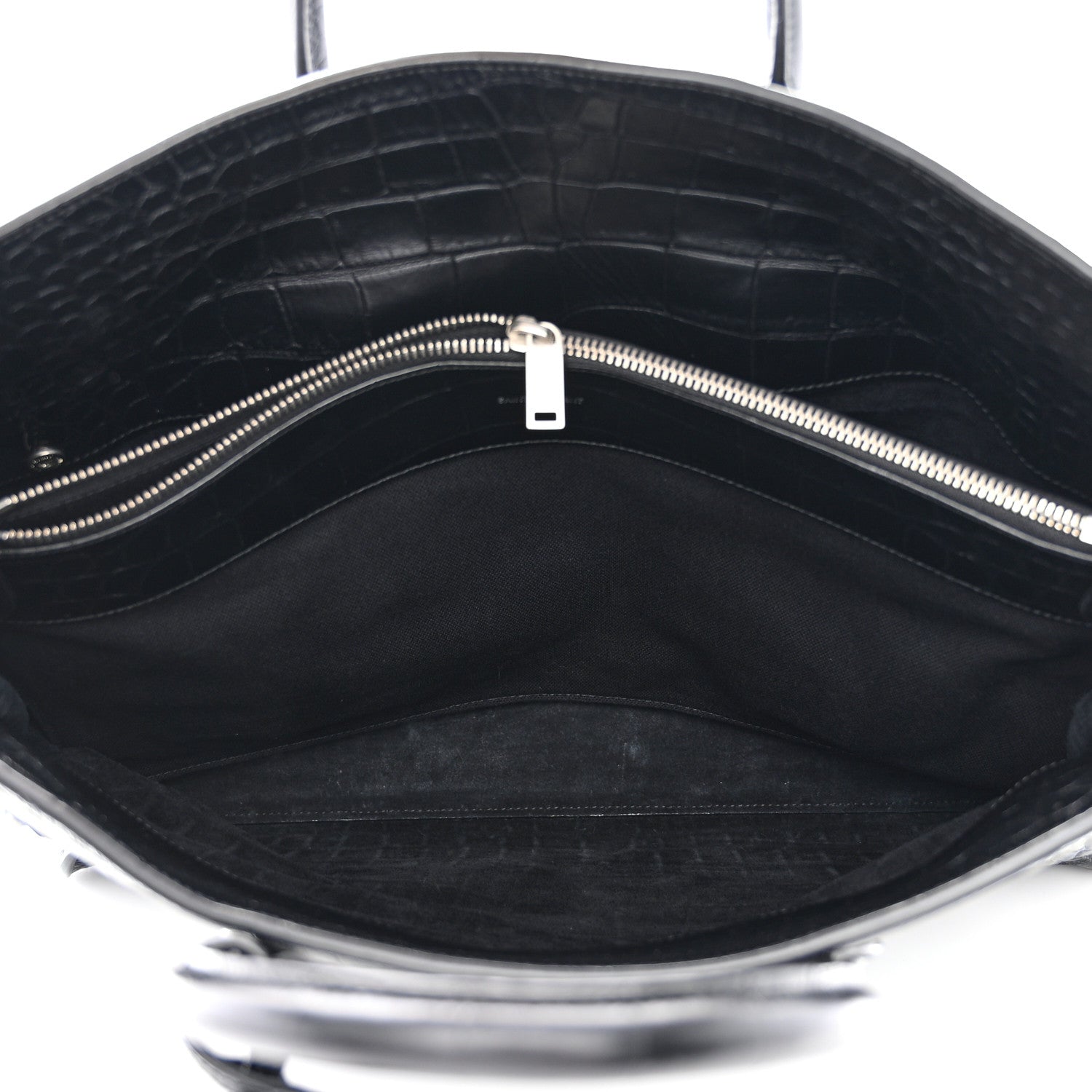 Saint Laurent SAINT LAURENT Calfskin Crocodile Embossed Large Thin Sac De Jour Black 6 of 17