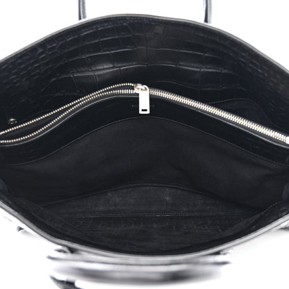 Saint Laurent SAINT LAURENT Calfskin Crocodile Embossed Large Thin Sac De Jour Black 6 of 17