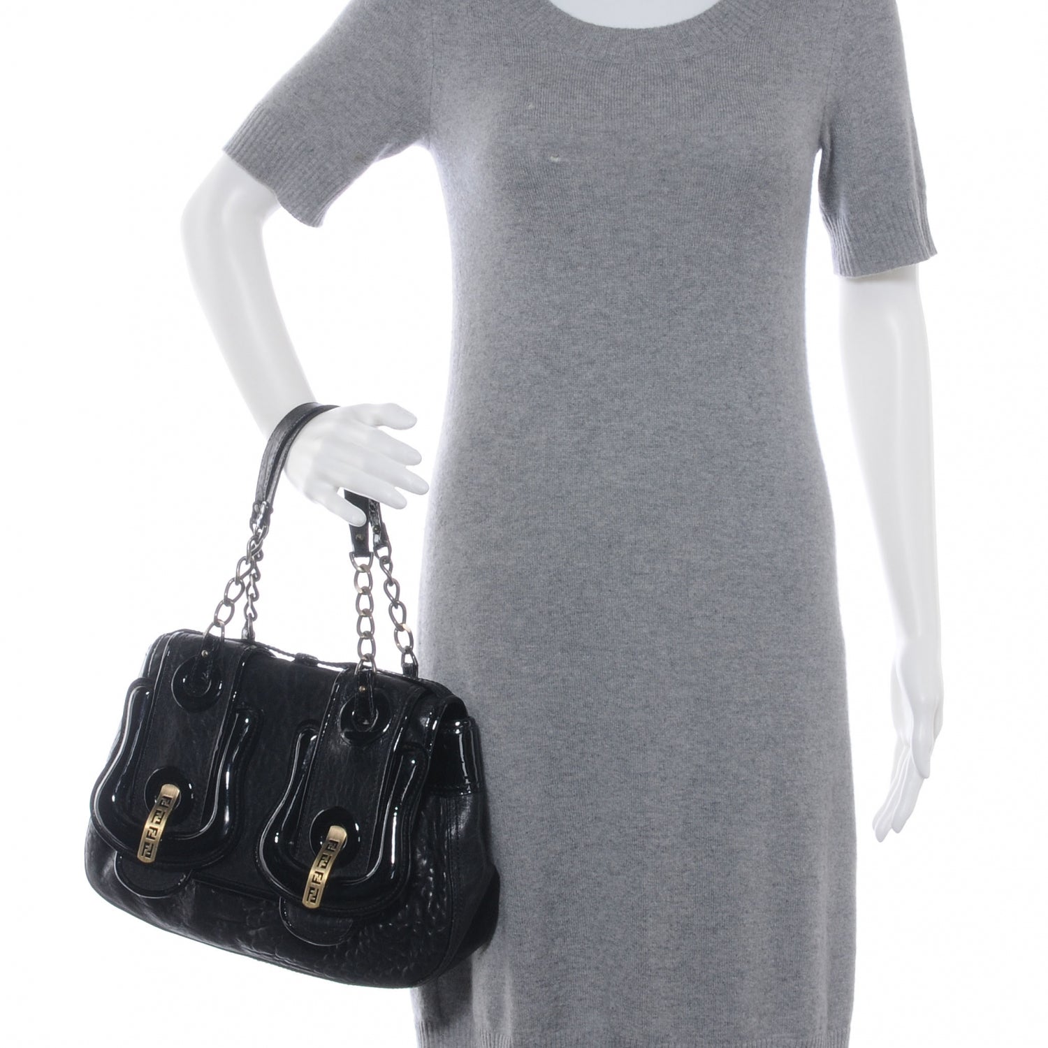 Fendi Nappa Patent B Bag Black 2 of 9