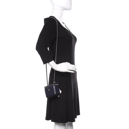 Chanel Caviar Quilted Mini Vanity Case With Chain Navy Blue 2 of 11