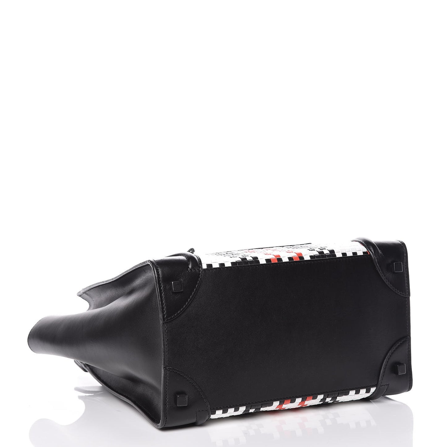 Smooth Calfskin Woven Mini Luggage Black