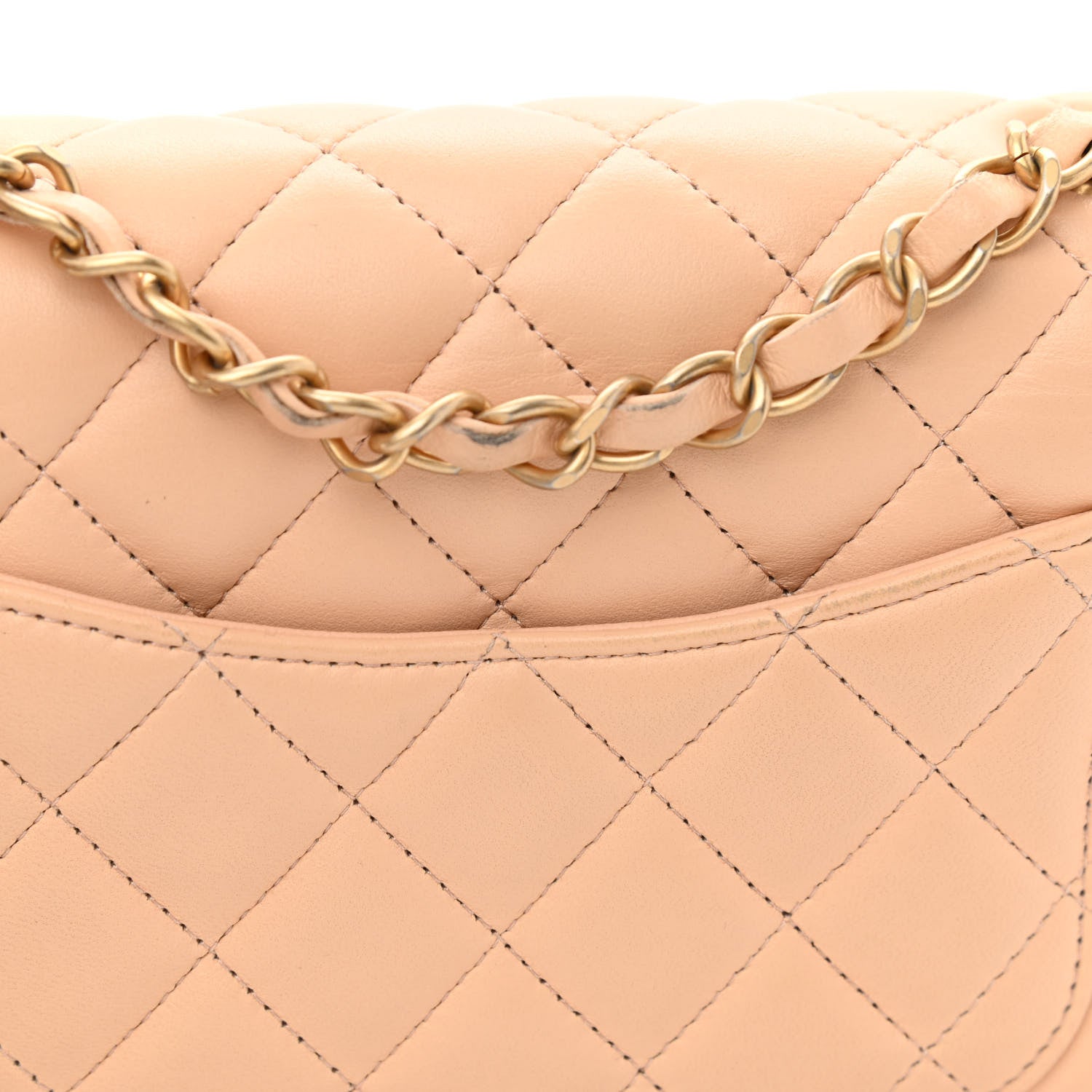 Chanel Lambskin Quilted Mini Rectangular Flap Beige 11 of 12