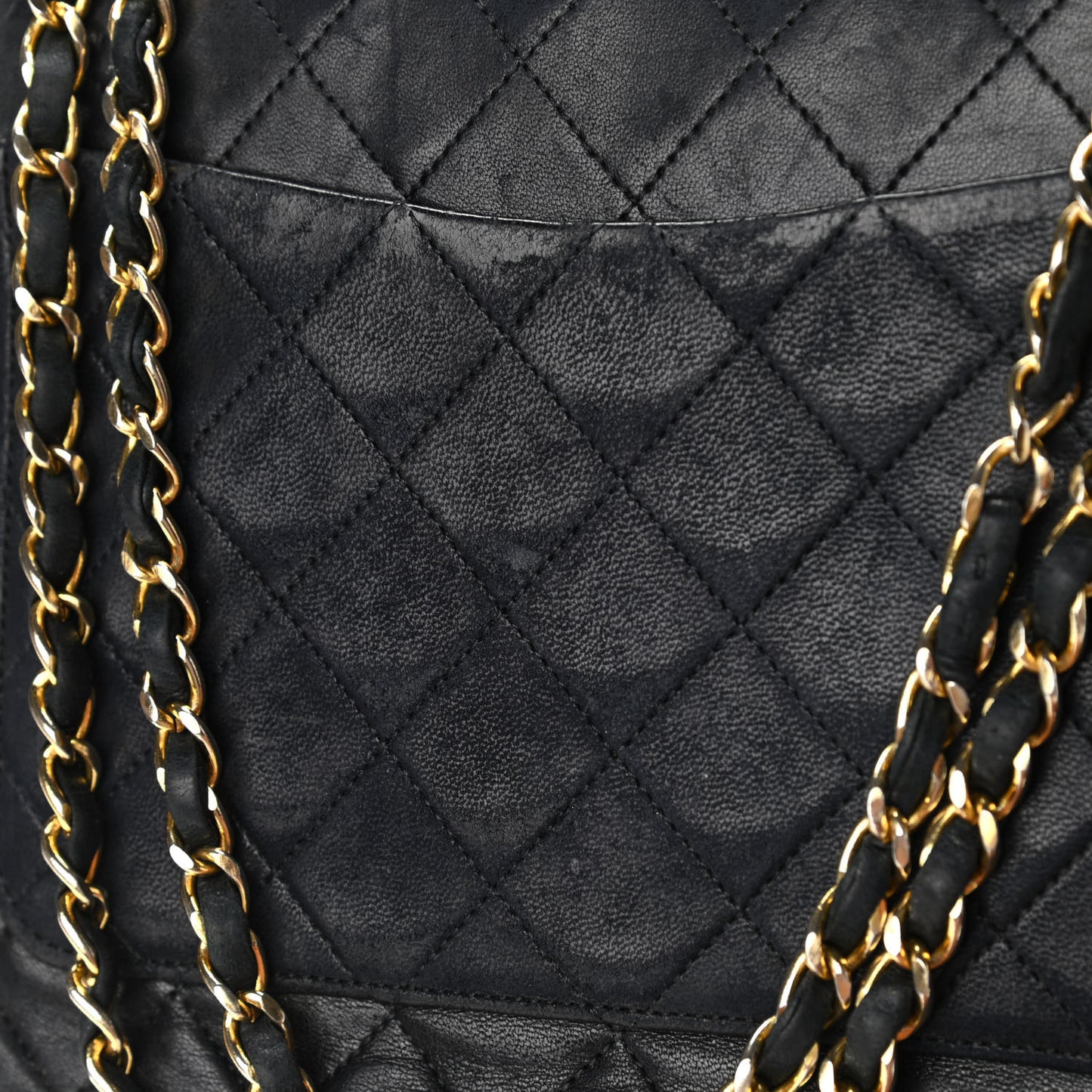 Lambskin Quilted Medium Double Flap Black