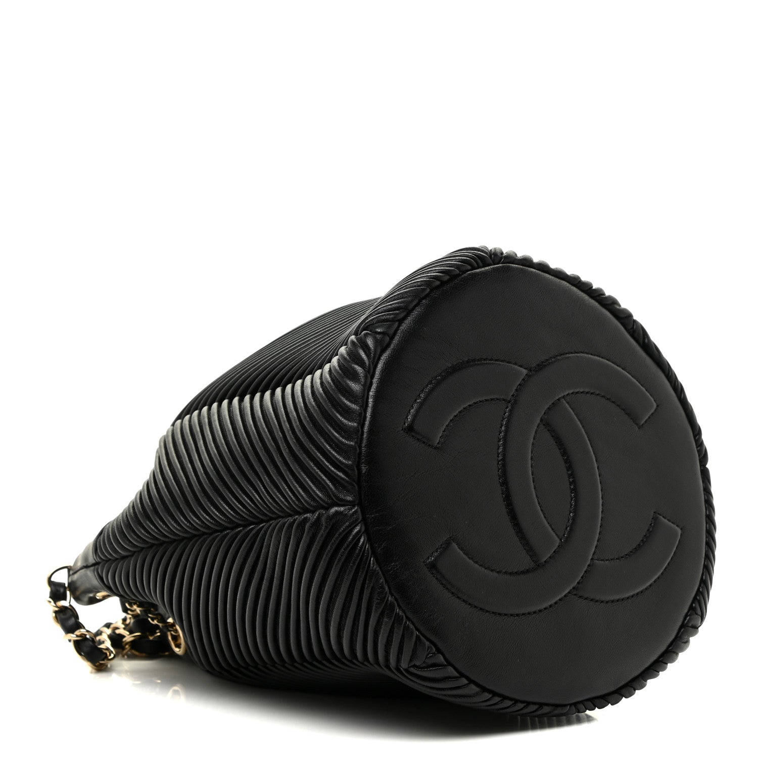 Chanel Lambskin Chevron Drawstring Bag Black 3 of 13