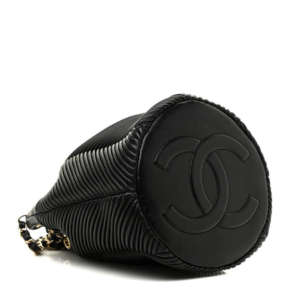 Chanel Lambskin Chevron Drawstring Bag Black 3 of 13