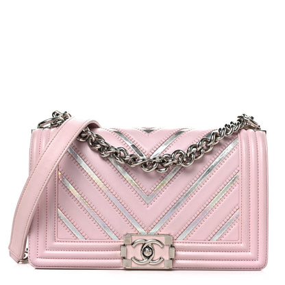 Chanel Lambskin Iridescent PVC Medium Boy Flap Light Pink Silver 1 of 11