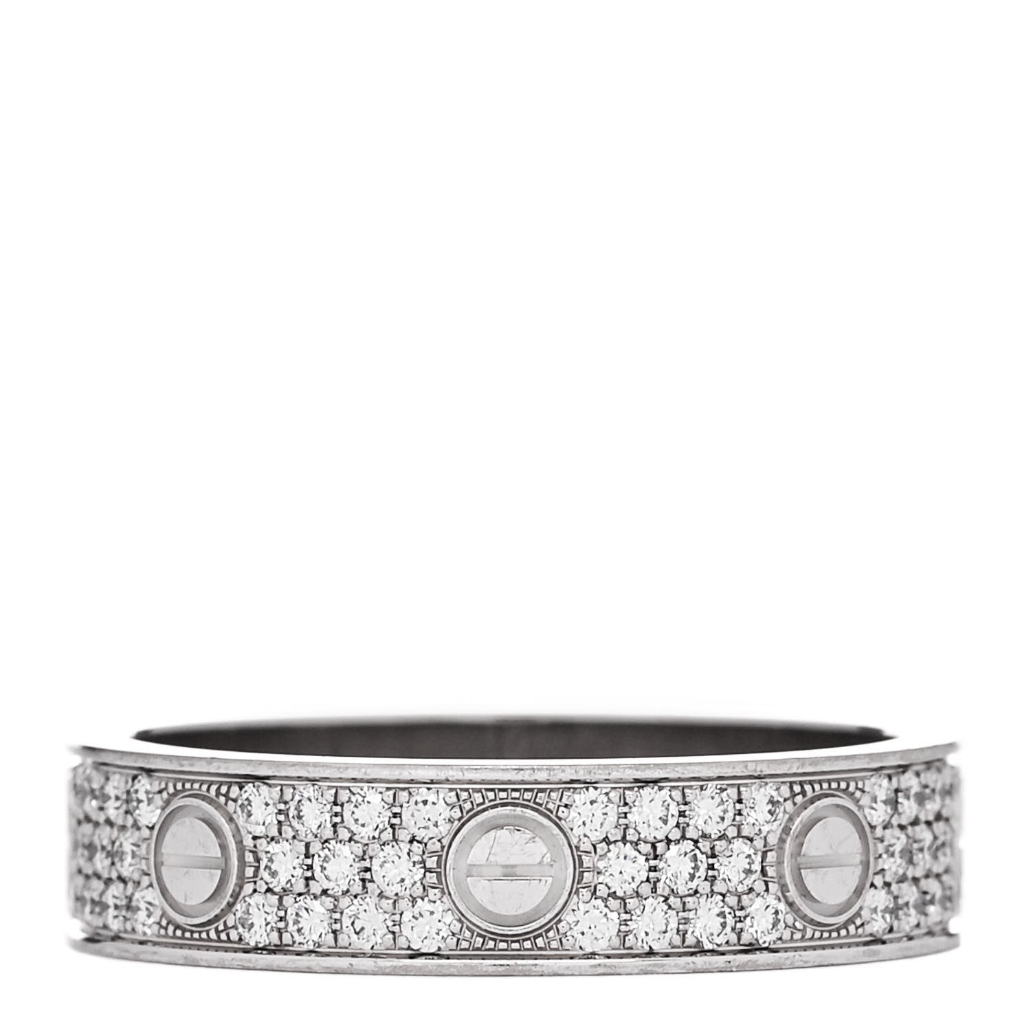 Cartier 18K White Gold Diamond 5mm LOVE Paved Ring 56 7.75 3 of 4