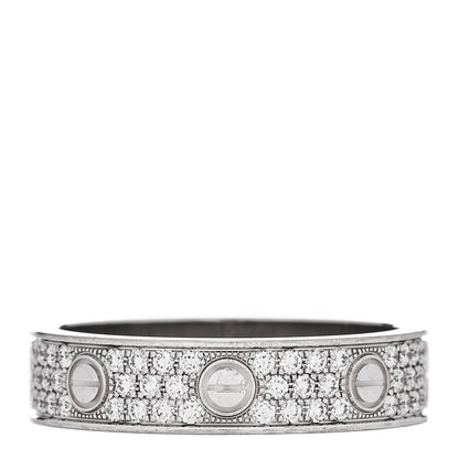 Cartier 18K White Gold Diamond 5mm LOVE Paved Ring 56 7.75 3 of 4