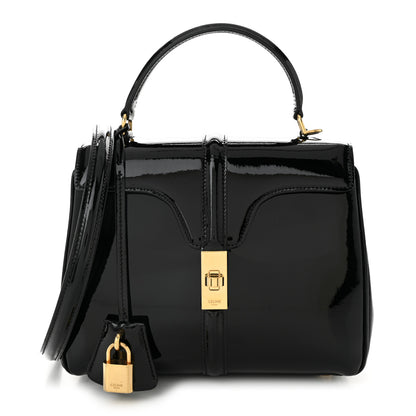 Celine Patent Calfskin Small 16 Top Handle Bag Black 1 of 11