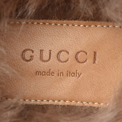 Gucci Velvet GG Monogram Fur Womens Princetown Slippers 38 Brown Black Natural 7 of 8