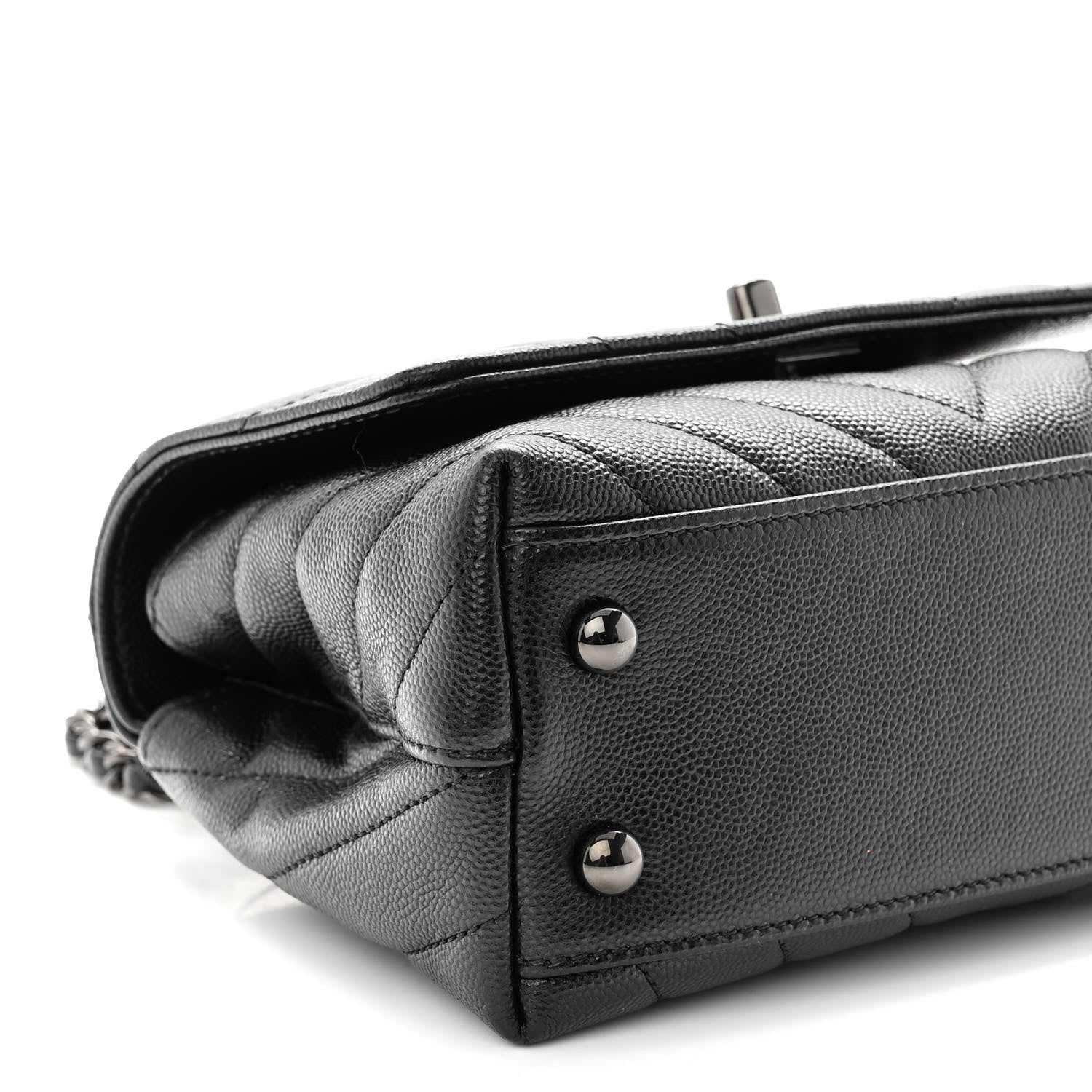 Chanel Caviar Chevron Quilted Extra Mini Coco Handle Flap So Black 9 of 10