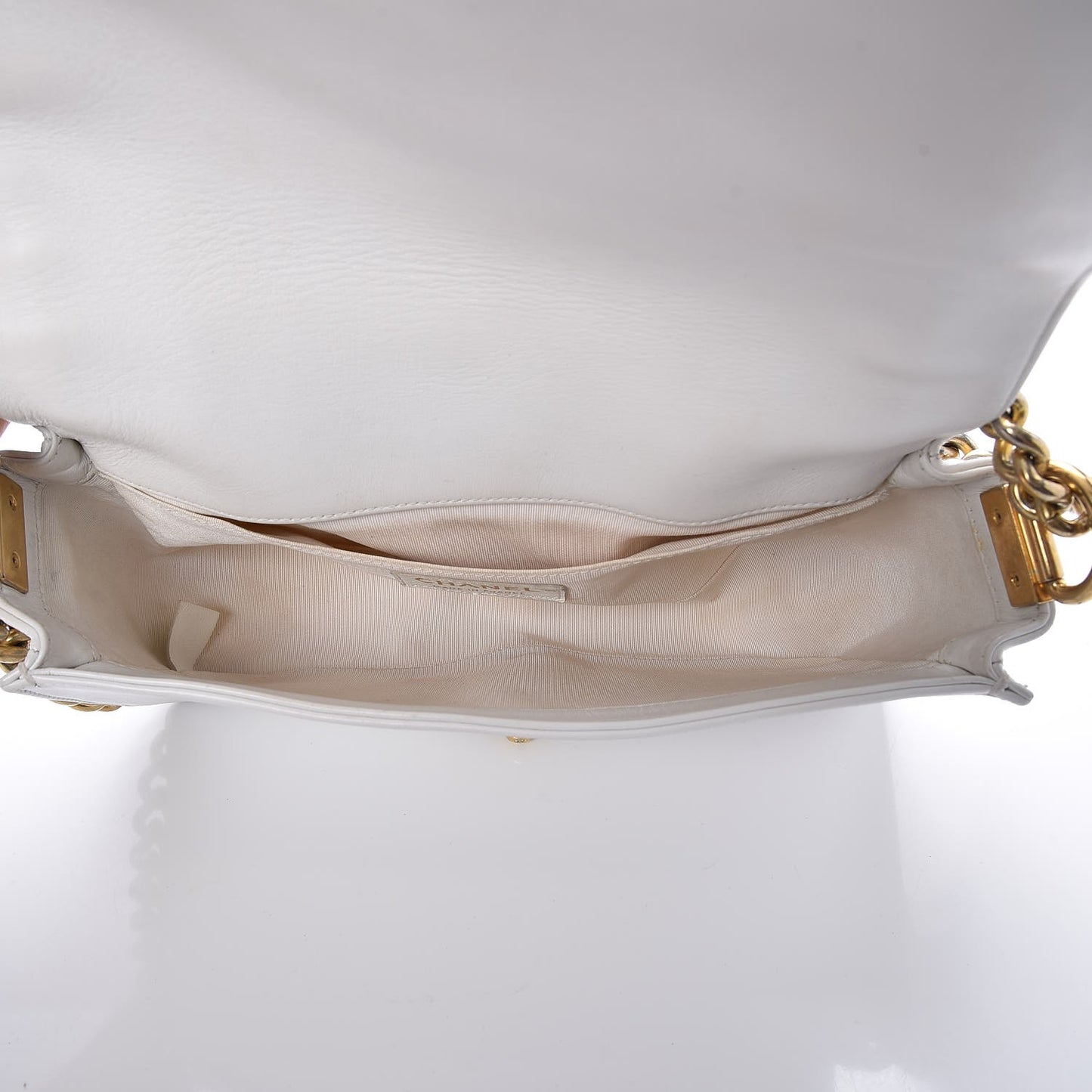 Sheepskin Braided Medium Boy Reverso Flap White