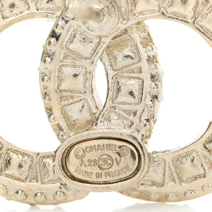 Chanel Crystal Timeless CC Earrings Light Gold 4 of 5