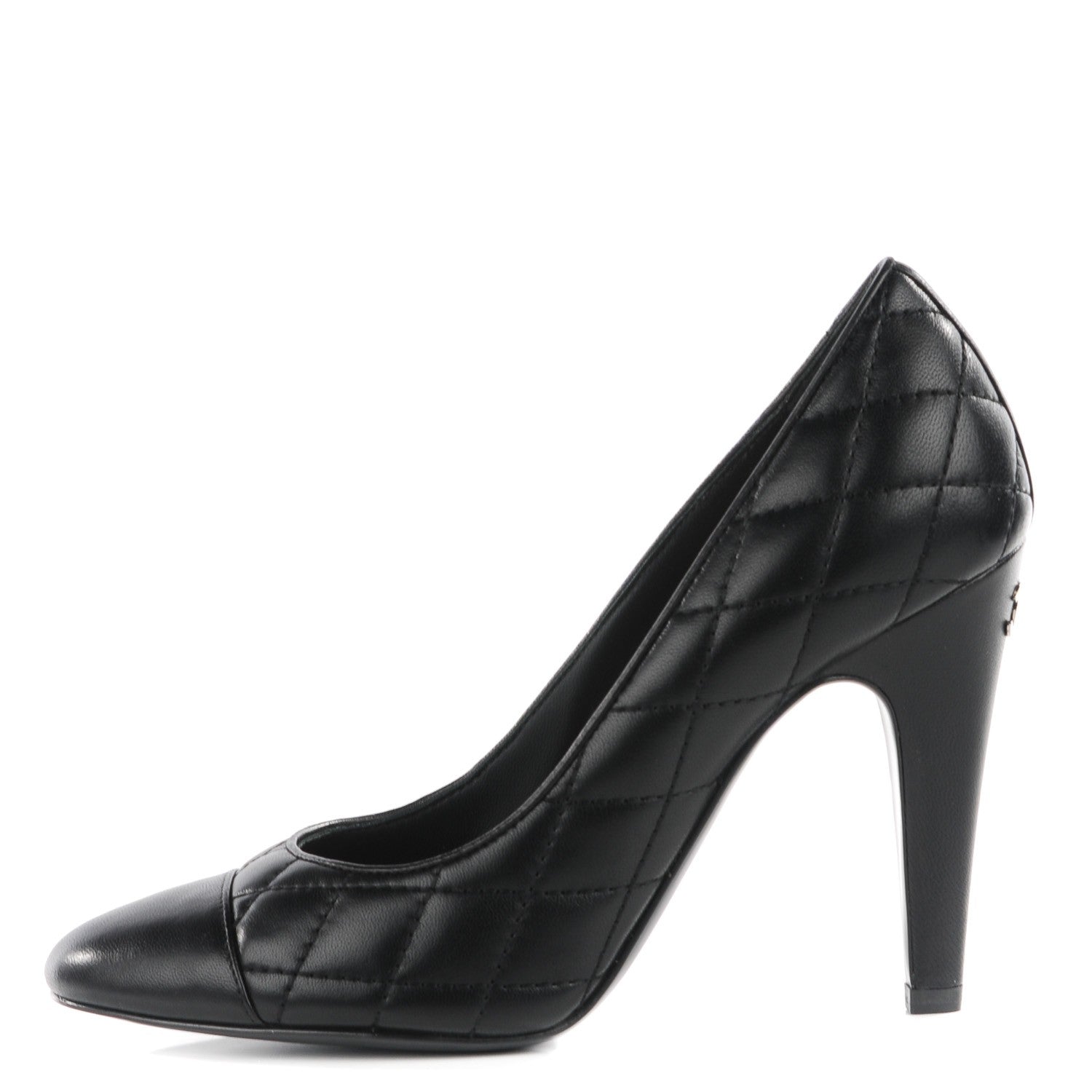 Chanel Lambskin Quilted CC Cap Toe Pumps 37 Black 1 of 8