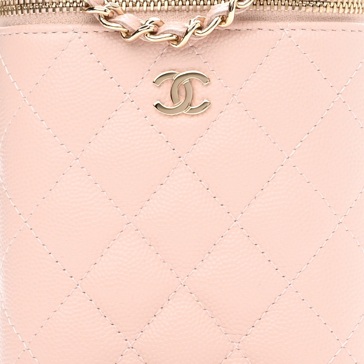 Chanel Caviar Quilted Small Vertical Coco Beauty Vanity Case With Chain Light Pink 7 of 9