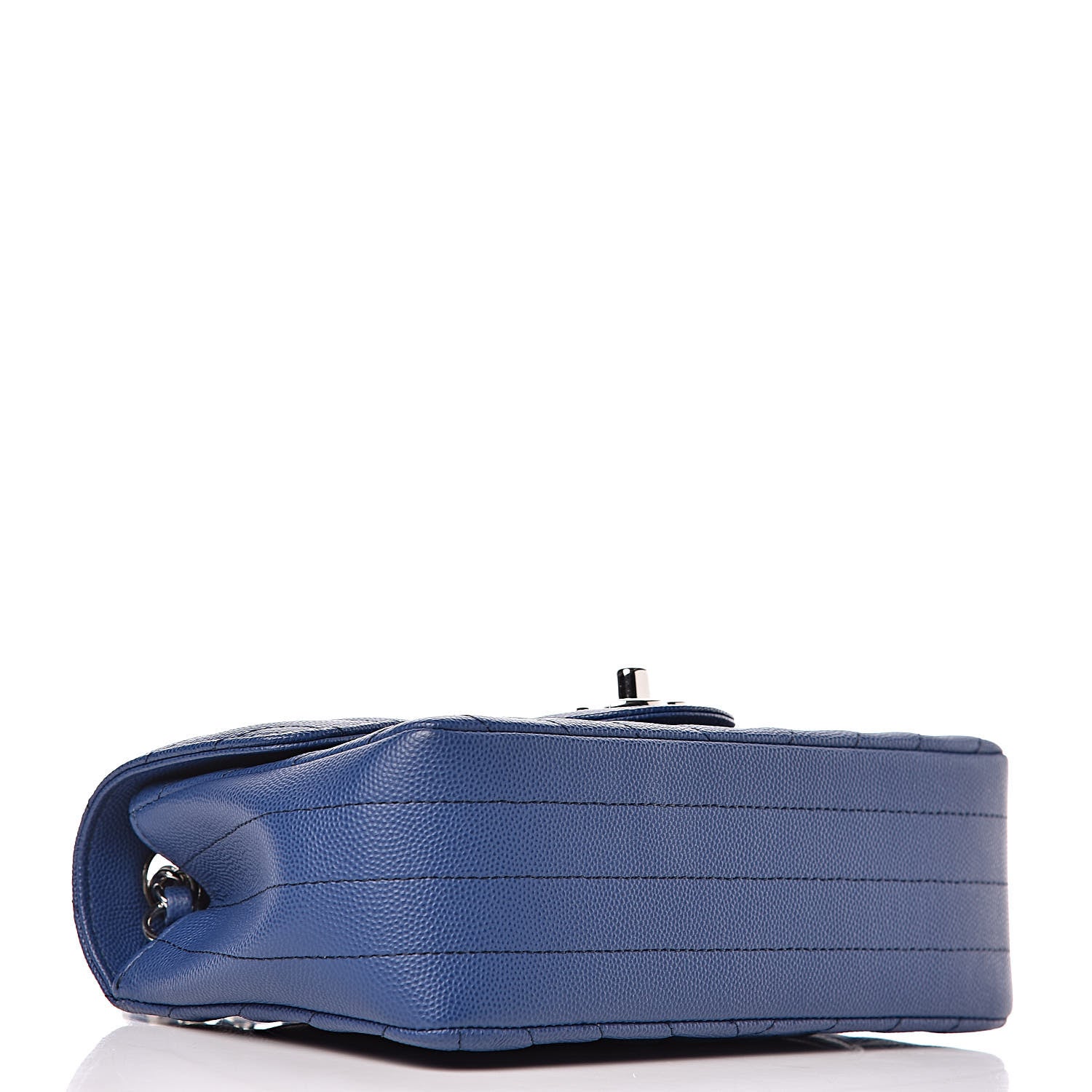 Chanel Caviar Chevron Quilted Mini Rectangular Flap Blue 4 of 9