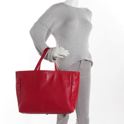 Saint Laurent Calfskin Suede Stud Reversible Shopper Tote Red 2 of 9