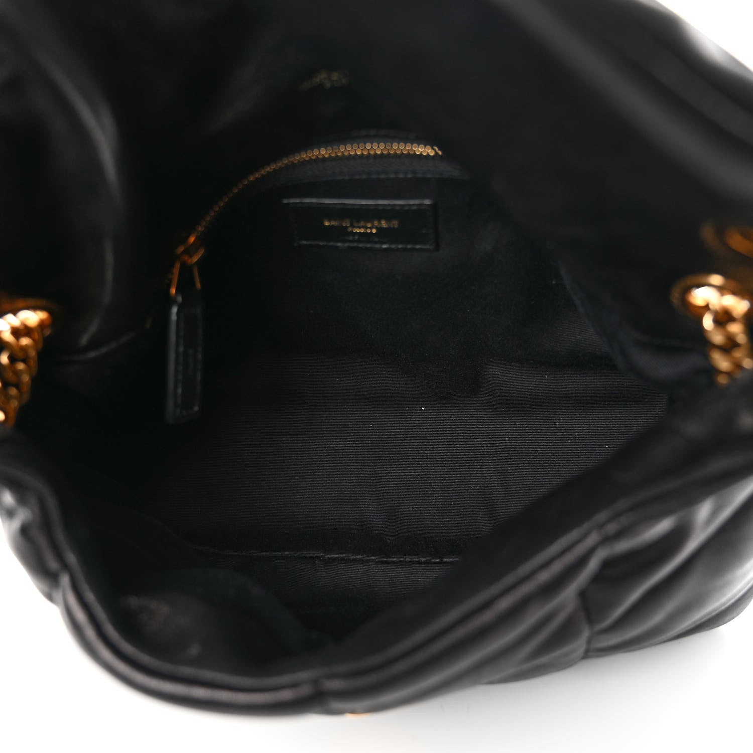 Saint Laurent Lambskin Quilted Small Loulou Puffer Monogram Chain Satchel Black 5 of 9