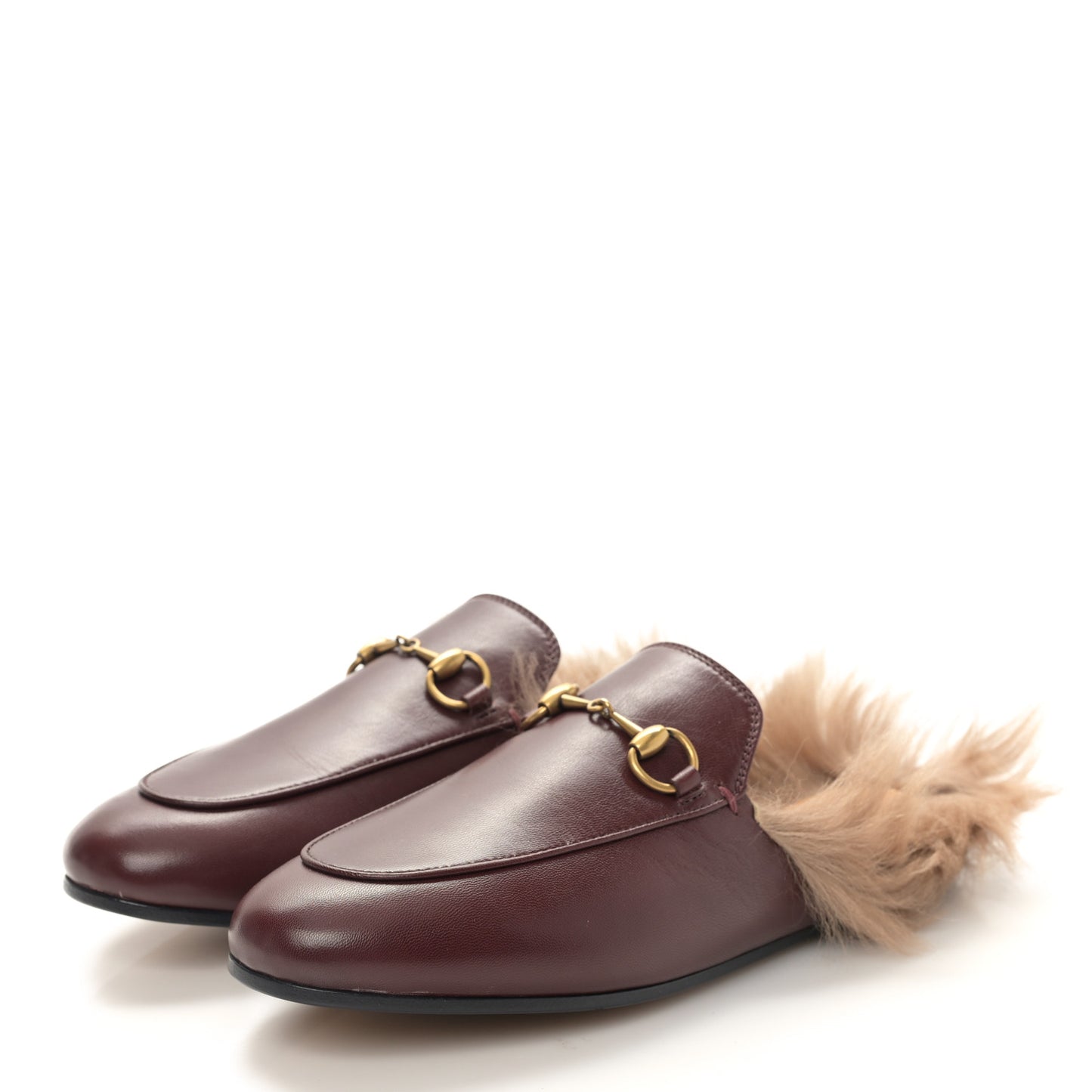 Malaga Kid Fur Womens Princetown Slippers 36.5 Vintage Bordeaux